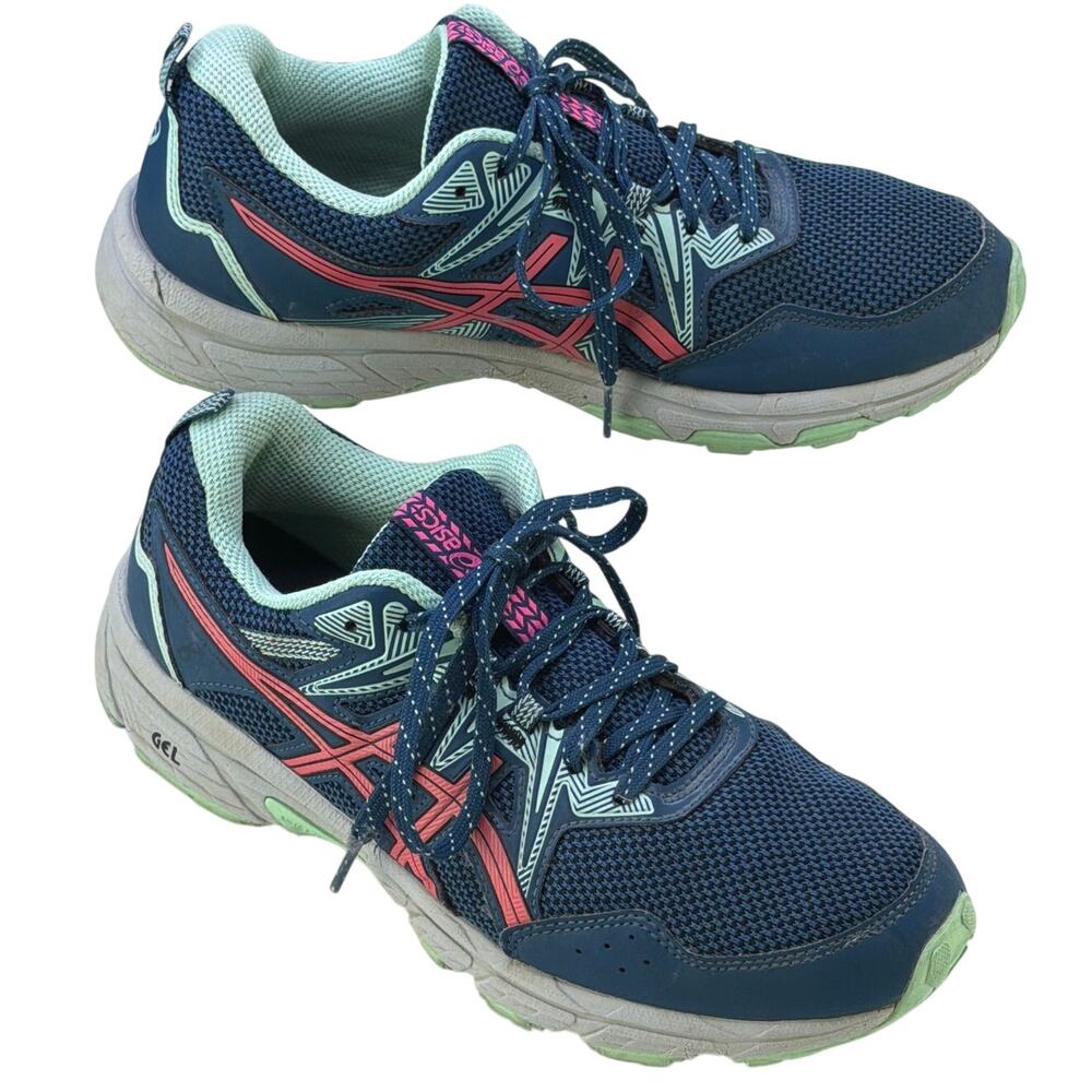 ASICS Women’s Gel Venture 8 Trail Running Sneakers Mako Blue Pink Mint Mesh S 8